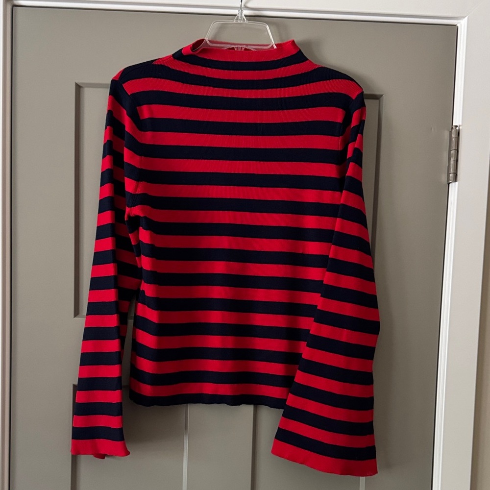 Anthropologie Maeve Red and Black Striped Top